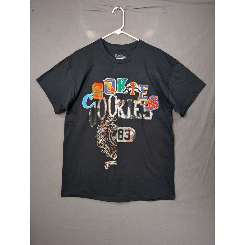 Cookies SF Mens Graphic T-Shirt Black Large 83 International Logo Short Sleeve